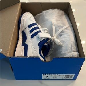 Adidas Forum Low Sneakers - White and Royal Blue — Never Worn